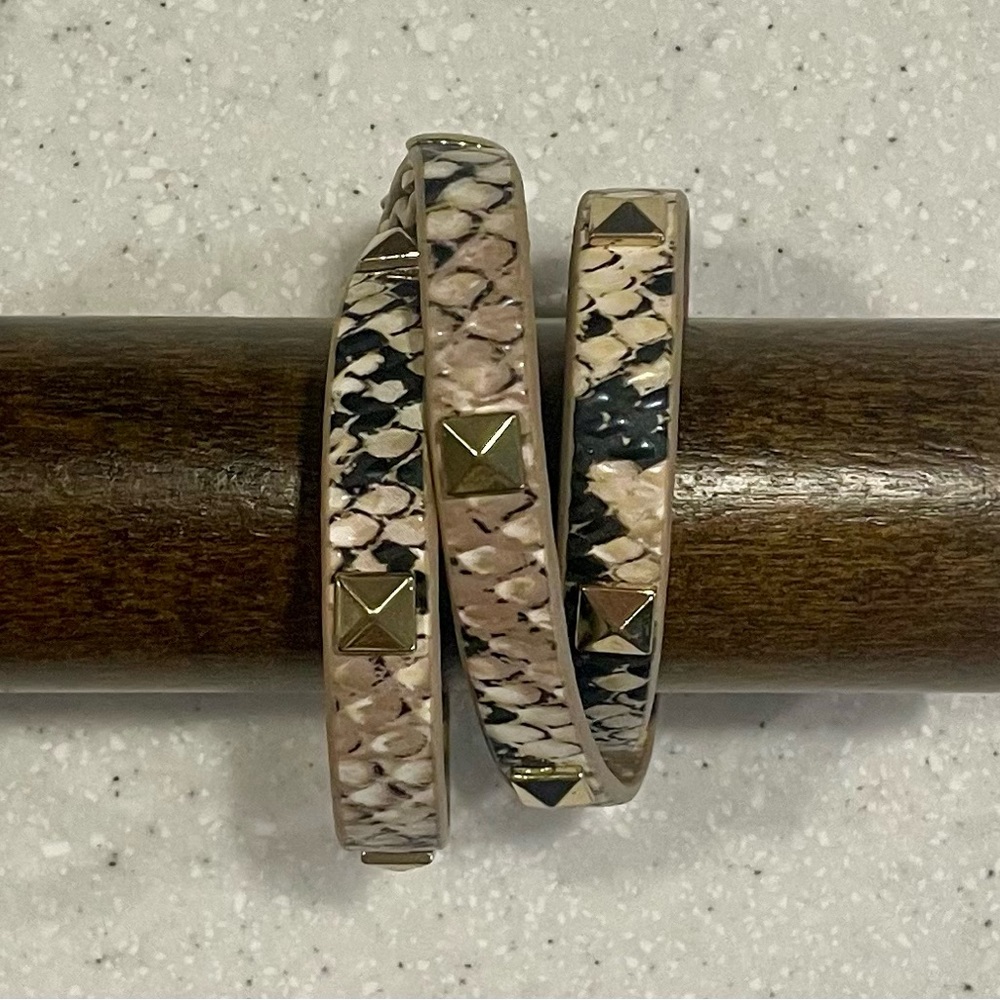 Premier Designs Gold and Cream Snake Pattern Wrap Bracelet